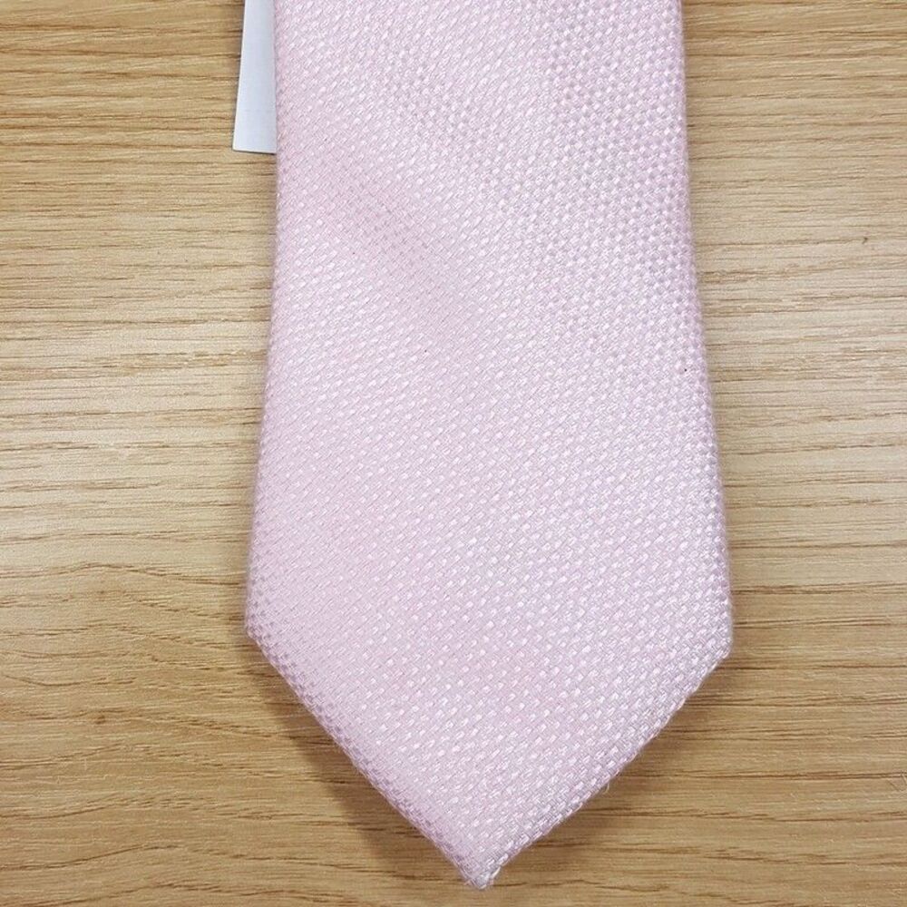 TOMMY HILFIGER Mens Neck Tie Pink Textured Cotton Blend Knit Classic Pointed